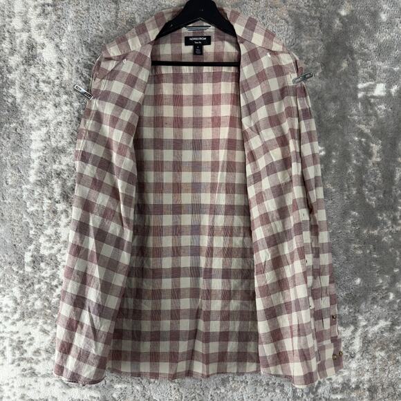 Nordstrom Size S Trim Fit Checker Casual Button Shirt Long Sleeve Collared - Picture 4 of 8
